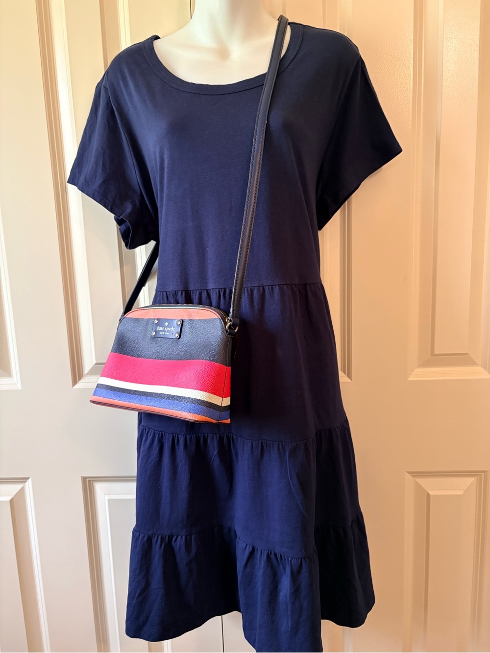 Blue ladies pullover dress, size XXL, purse sold separately.